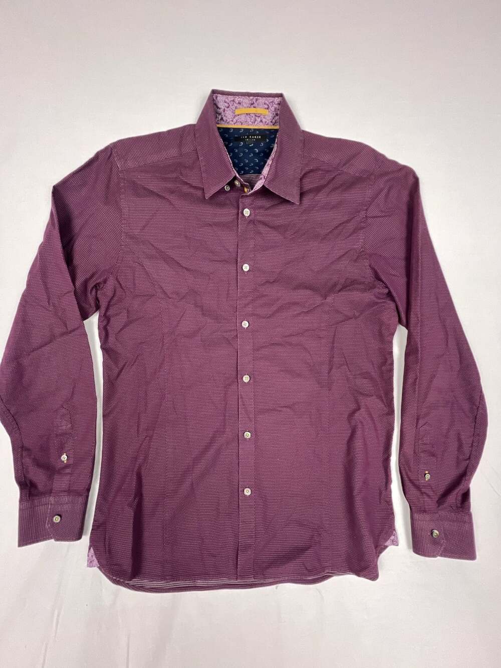 Ted Baker London Dress Shirt Size 3 Purple Dot Long Sleeve